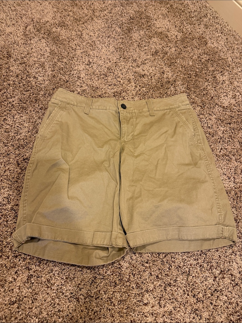 Neutral Olive Cotton Chino Shorts